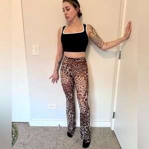 Sheer swim cover or club wear Leopard Print Flare Pants